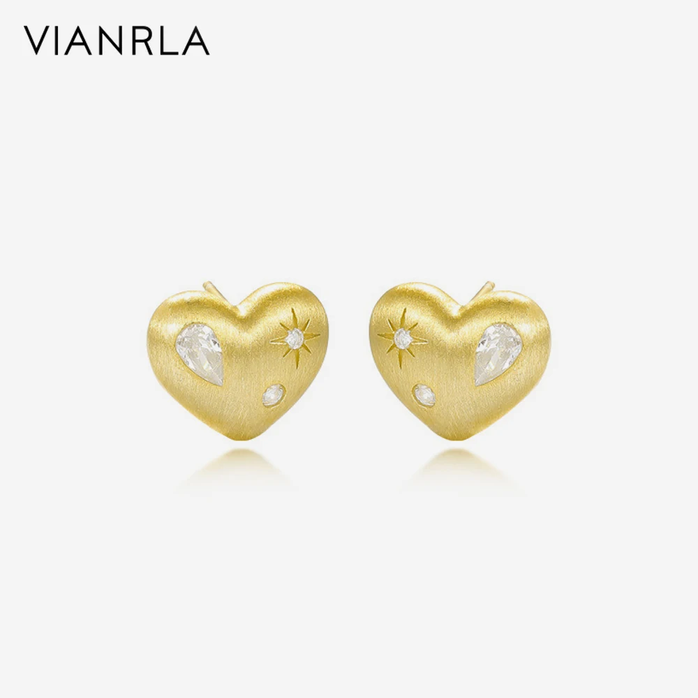 

VIANRLA 18K Gold Earring 925 Sterling Silver Zircon Jewelry Heart Earrings Fashion Women's Jewelry Laser Custom Logo