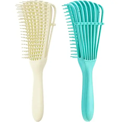 

TT long handle detangling brush without knots portable hair scalp massage comb hairbrush with custom logo, As picture