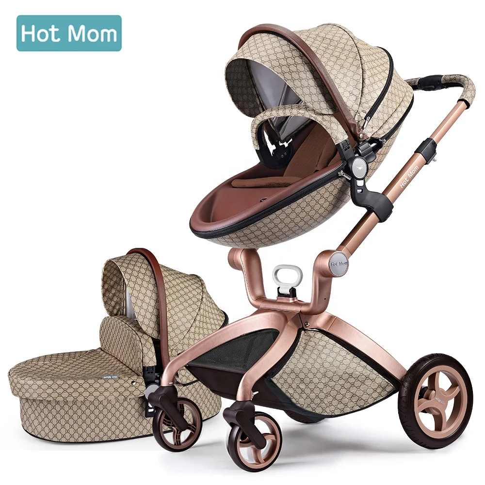 

Hot mom 2020 luxury aluminum frame travel stroller folding 2-in-1 stroller high landscape car seats wholesale, Brown,white,black