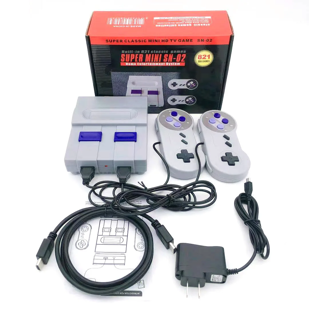 

8Bit Mini HD TV Retro Family Video 620 820 Game Console Handheld Built-in 821 Classic Games Dual Player, White