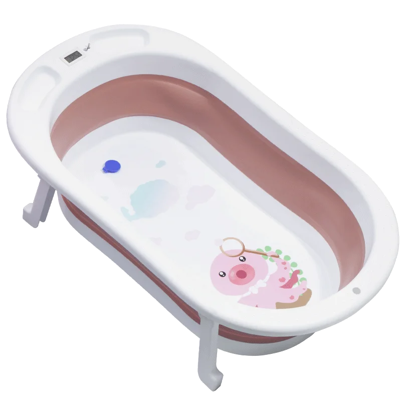 

New Arrival Baby Folding Bathtub Octopus Shower Tub With Thermometer, Green,pink