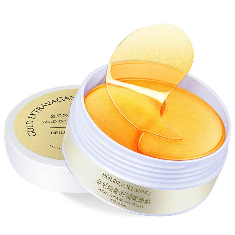 

24K Gold Firming Hydrating Crystal Collagen Mask Anti-aging Sleeping Under Eye Gel Pads, As picture show