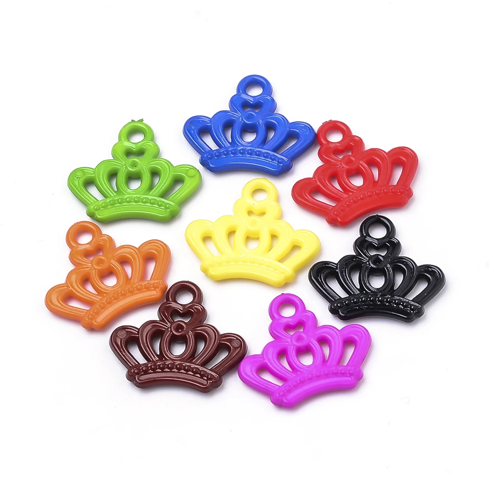 

PandaHall Mixed Color Crown Opaque Acrylic Pendants