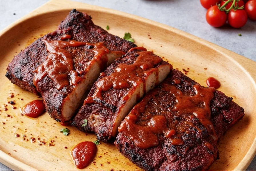 Sliced Santa Maria tri-tip steak on cutting board