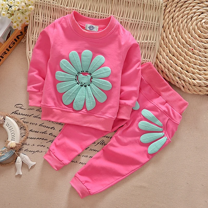 

New Trend Factory Wholesale Kids Spring Long Sleeve Clothing Sunflower Printing Children's 2-piece Set