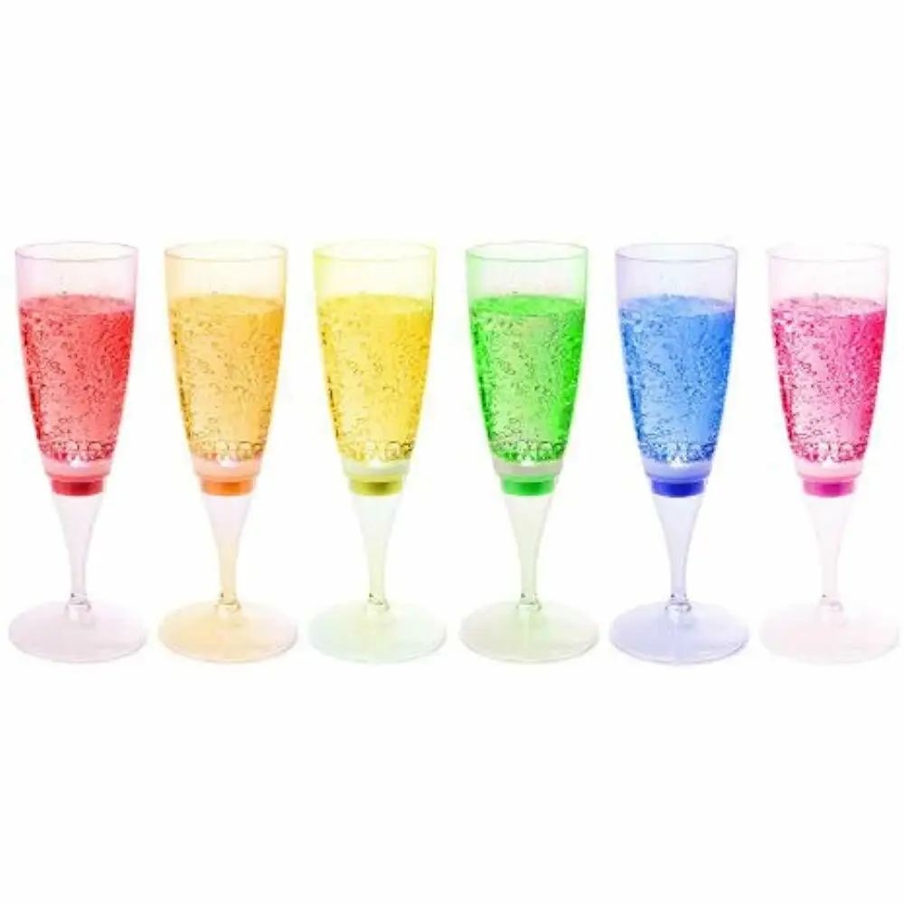 

Modern Home LED Champagne Glasses - Glowing Liquid Activated Champagne Flute Glass, Transparent