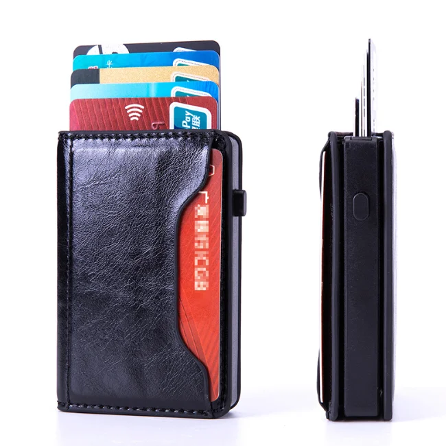 

leather slim card holder genuine leather card case for gift, Customized