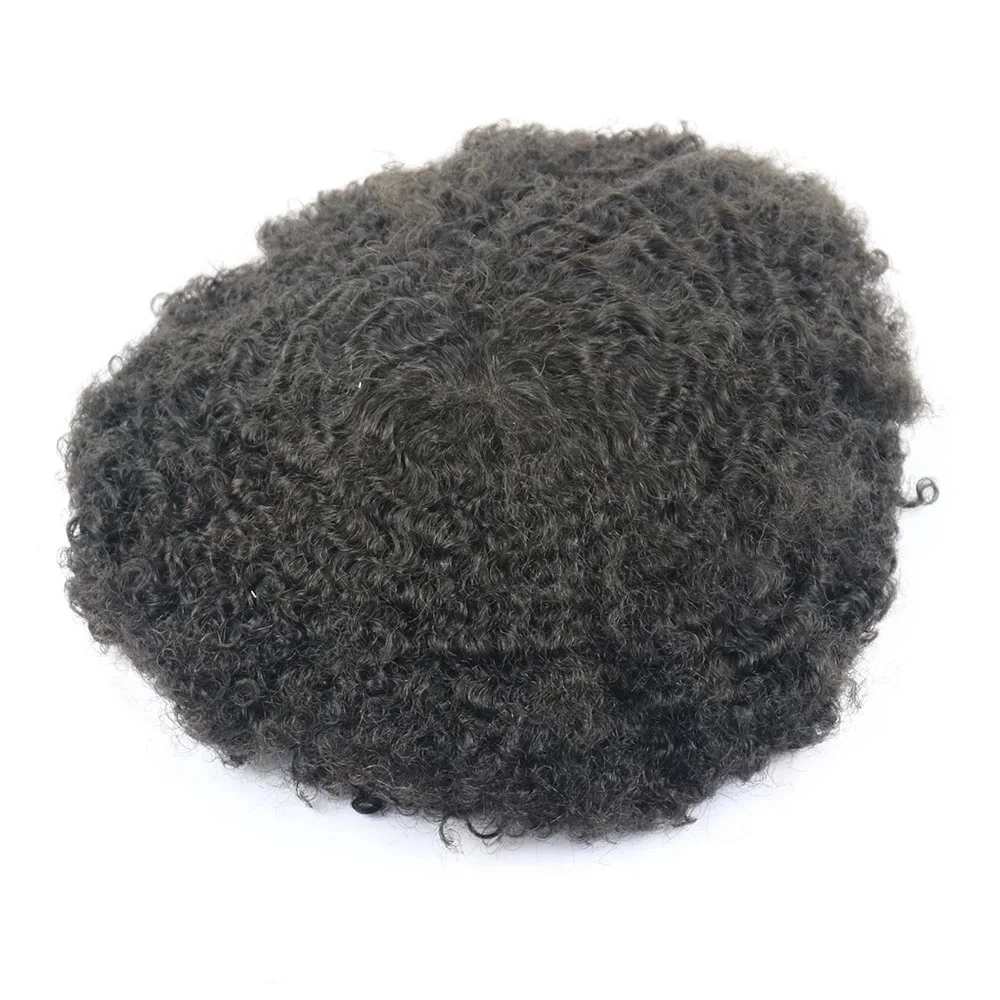 

Deep Curly Full Skin Toupee Human Hair Toupee Curly African Afro Curly Men's Wig Replacement System Hairpieces Wigs