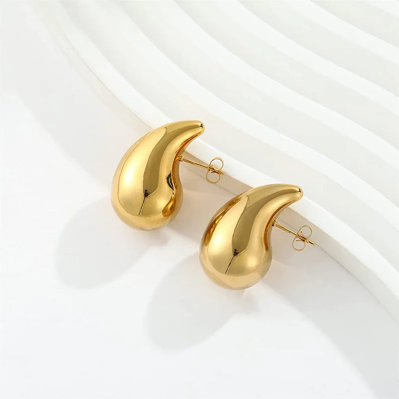 

G2064 2023 New Women Jewelry Classic Hollow CC Waterdrop Shape Chunky Hoop Stud Earring Tear Drop Plated Gold Teardrop Earrings