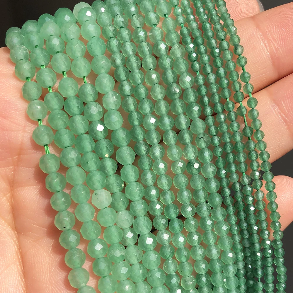 

Wholesale Round Shape 2/3/4mm Faceted Green Aventurine Stone Beads For Jewelry Making DIY