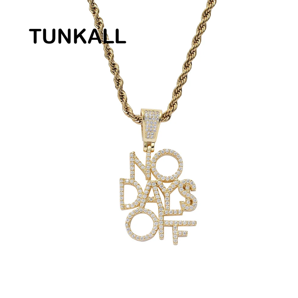 

CN226 Pendant Letters Iced Out Cubic Zircon Necklace Hip Hop Gift Jewelry Men Brass Setting CZ Necklaces