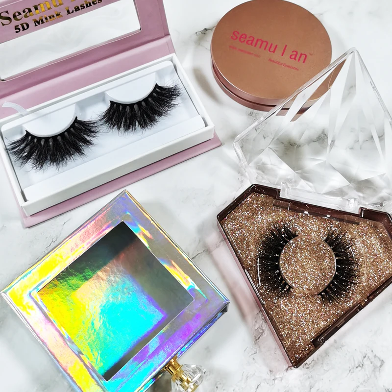 

Wholesale Full Strip 5D Thick Luxury False Eyelashes 3D Volume 25mm Super Fluffy Faux Mink Lashes