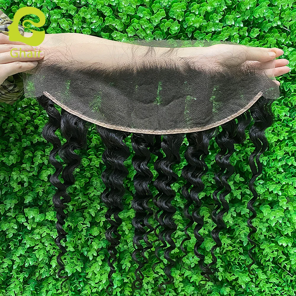 

Raw indian pre plucked 13*4 Super Thin HD swiss lace frontal deep wave curly