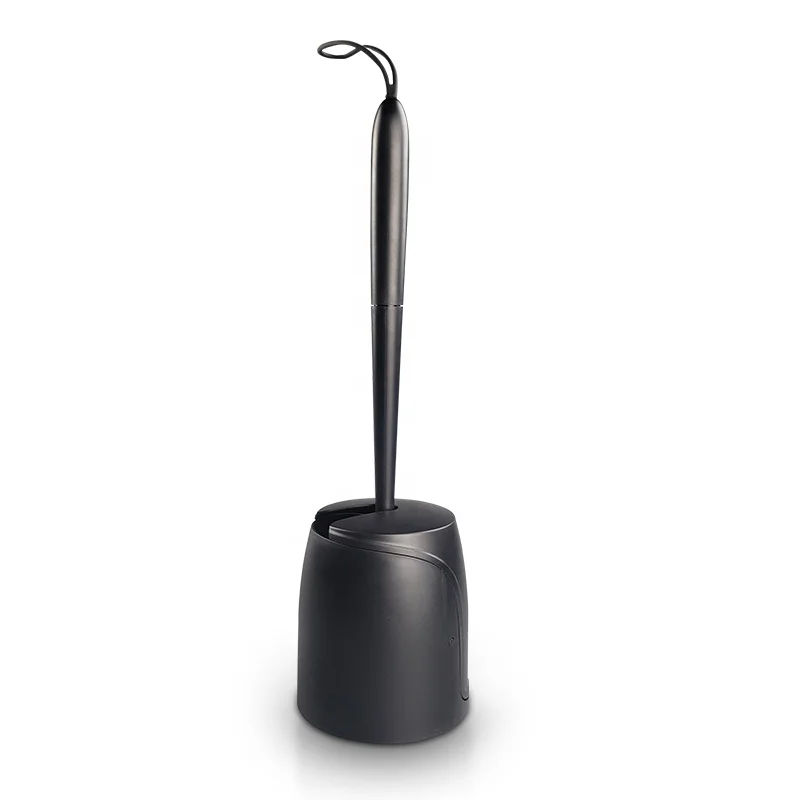 

plastic toilet brush with silicone brush, Black