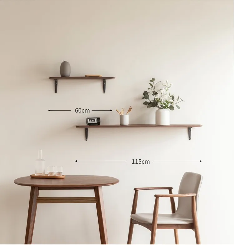 Set Of Rustic Wood Wall Mounted Storage Floating Shelves