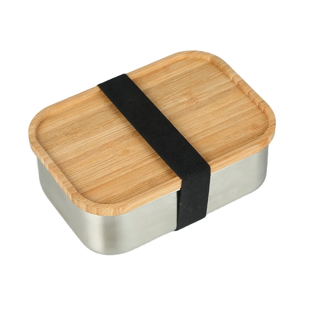 

Nicety Food Grade Kids Bento Lunchbox Metal Bread Box Rectangle Stainless Steel Lunch Box With Bamboo Lid