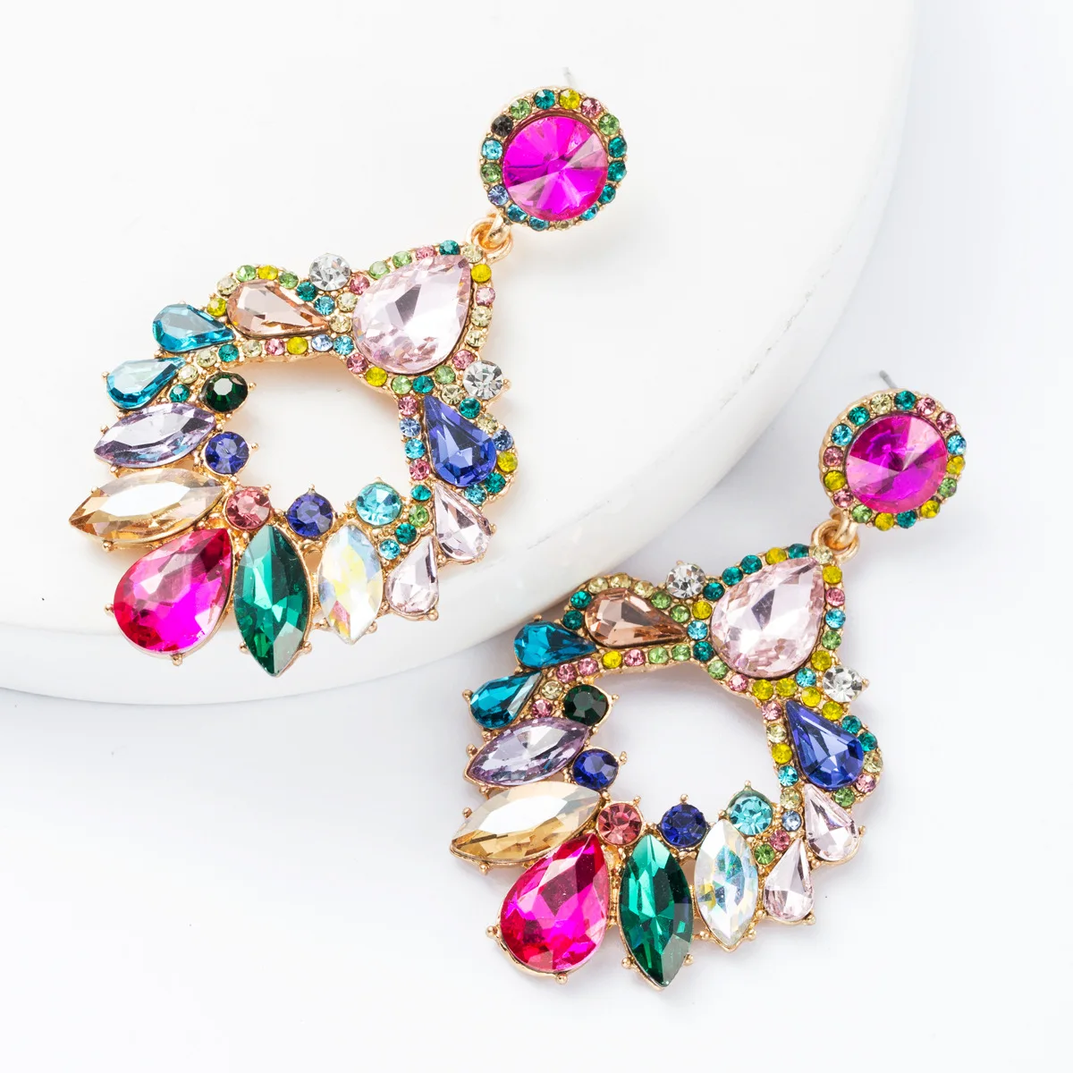 

Fashion Jewelry Boho Vintage Rhinestone Glass Drill Dangle Earring Luxury Jeweled Pendant Earrings For Women