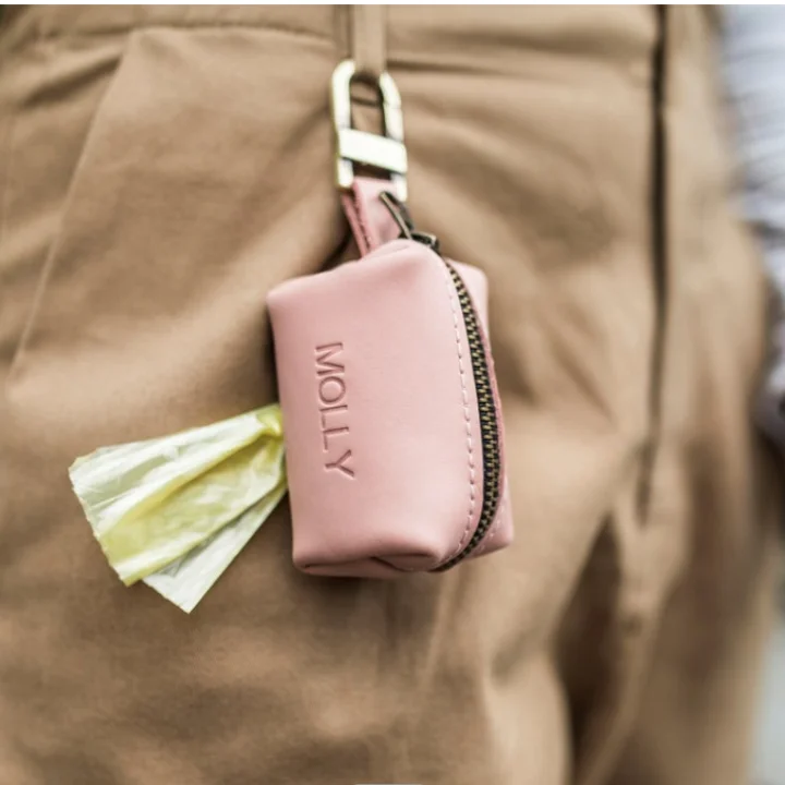 

2PCS Leather Poop Bag Dispenser Factory Sell Dog Outdoor Dog Waste Bag Holder, Baby blue,pink,army green,grey