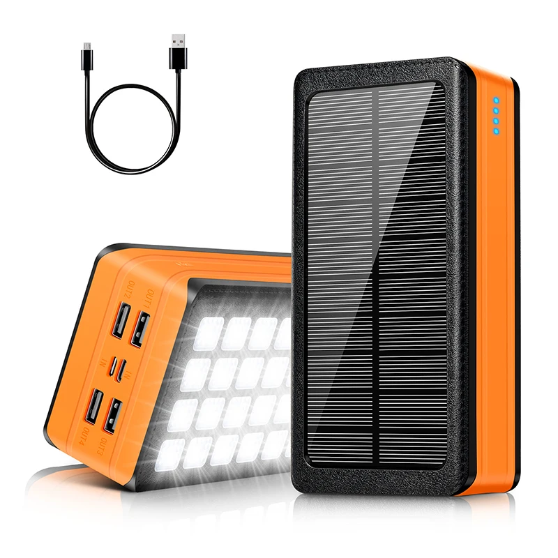 

Portable 50000mah Mobile Phone Solar Power Bank 50000mah Solar Charger with Camping Light