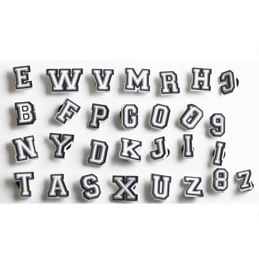 

2021 black white letter number charm for designer metal bling charm