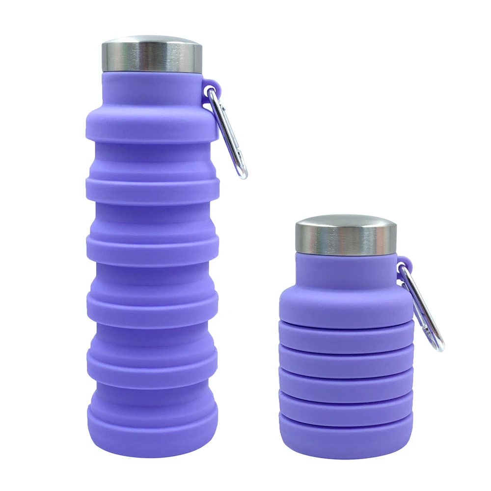 

Wholesale Cheap Travel Camping Folding Silicone Water Bottle Foldable Accordion Silicone Folding Collapsible Water Bottle, Dark grey, blue, purple