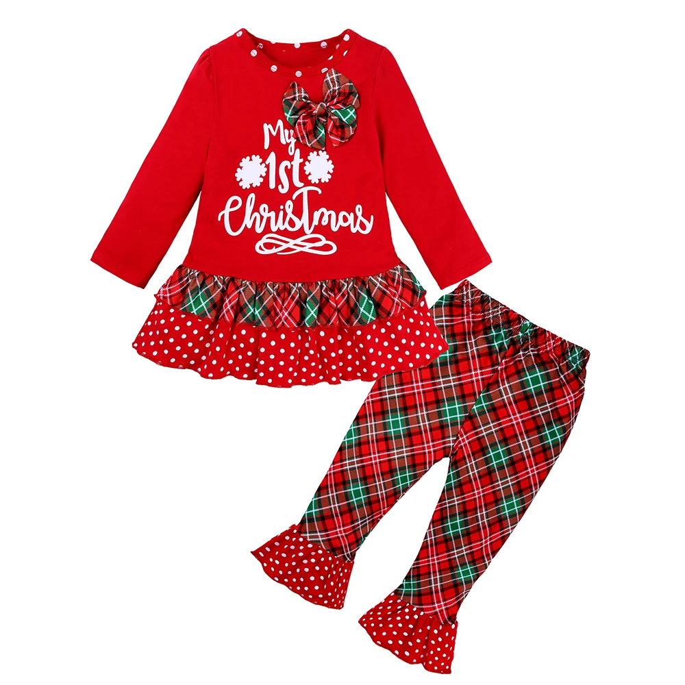 

Christmas kids clothing baby girl dress cotton toddler clothes little girl clothing sets, As picture