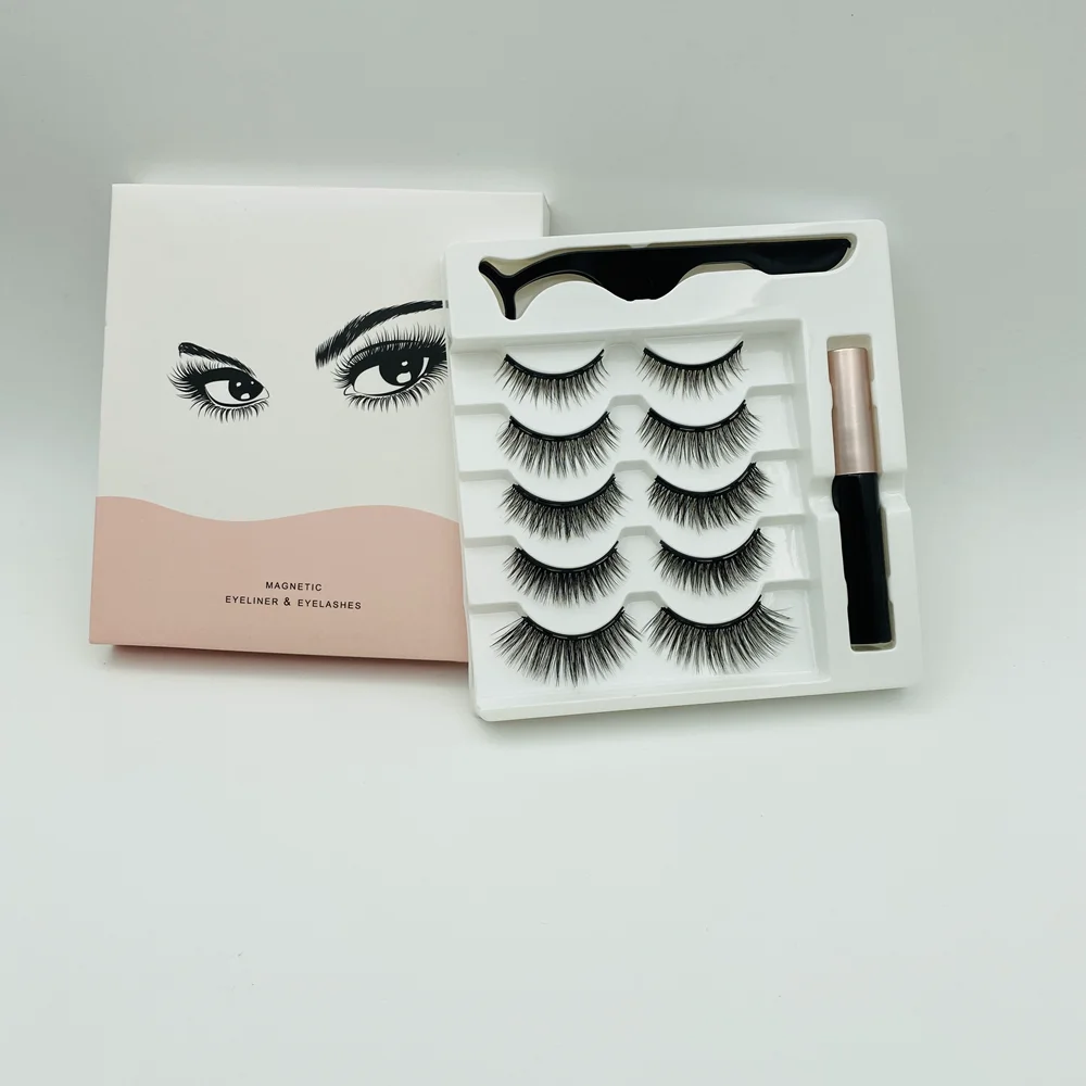 

Hot 6d magnetic silk eyelash faux mink eye lashesh set eyelash drawer packaging box with logo 2021, Natural black