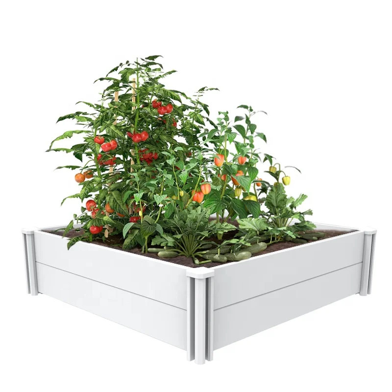 

Fencetech wholesale large hochbeet raised garden bed outdoor,white plastic pvc vinyl raised garden bed.