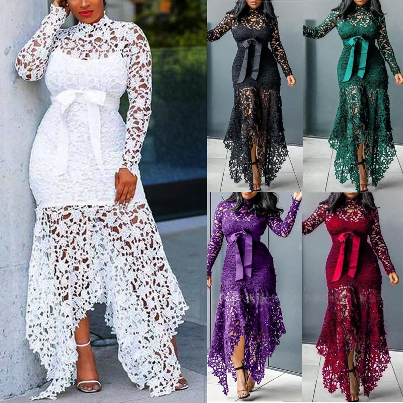

2021 New Women Lace Applique Evening Dresses for Party Wedding Dresses  Fat Evening Dresses, 5 different colors