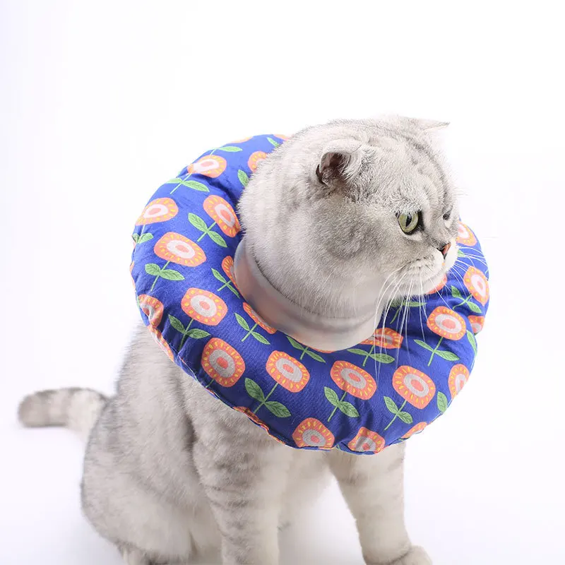 

Cartoon Printed Pet Elizabethan Collar Soft Cotton Adjustable E-Collar Prevent Bite Neck Ring Protection Collar, As pictures showed