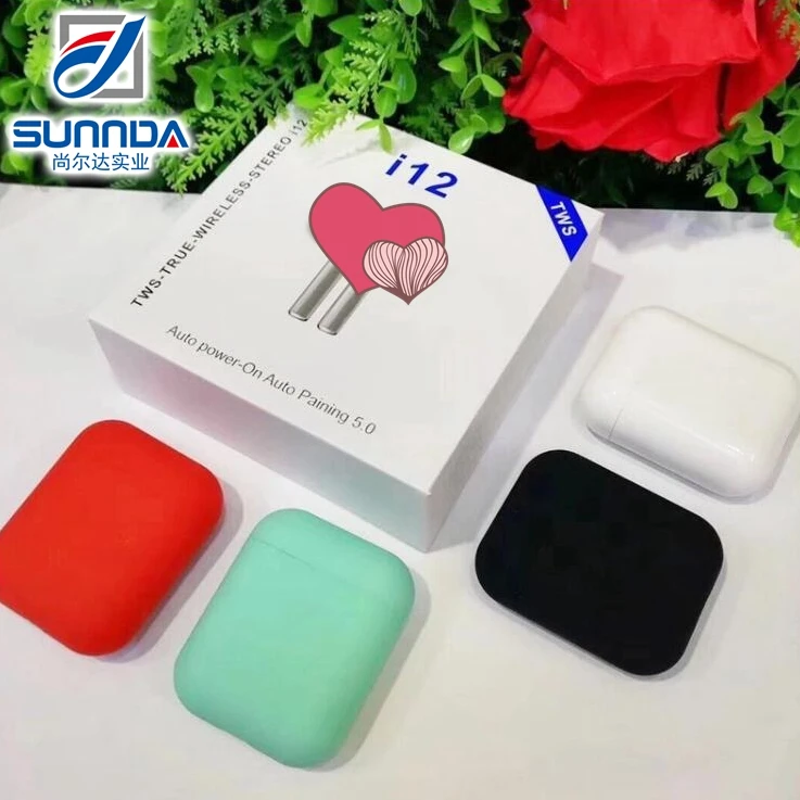 

i12 Tws Wireless waterproof in-ear Smart sensor Sports mini Earbuds headphones blueteeth earphone magnetic, White, red, green, black