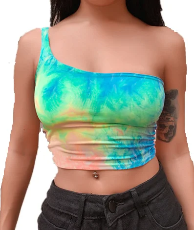 

2021sports top ladies tie dye shirt 100% polyester sexy tank lady blouses and tops women for amazon