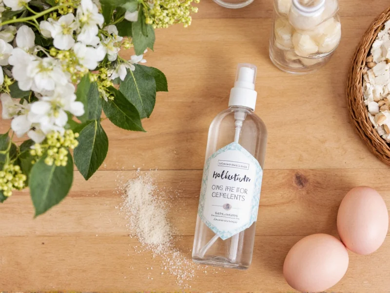 Homemade air freshener ingredients on wooden table