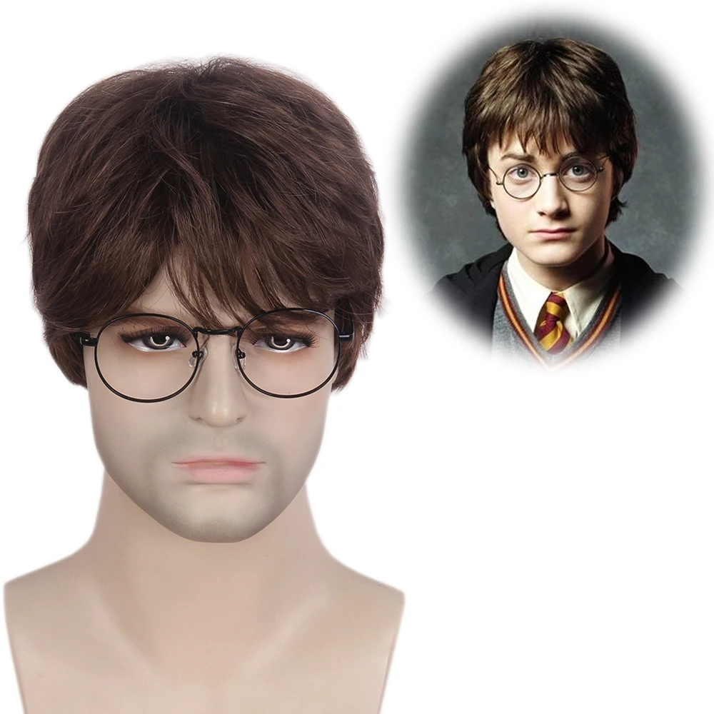 

STfantasy Mens Brown Wig Harry Potter Cosplay Short Layered Natural Synthetic Hair Male Guy wig for men thin skin