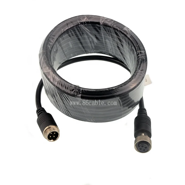 

free shipping cost 10m Waterproof Surveillance Camera Cable 4Pin Mini DIN Connector For Bus Camera System, Black