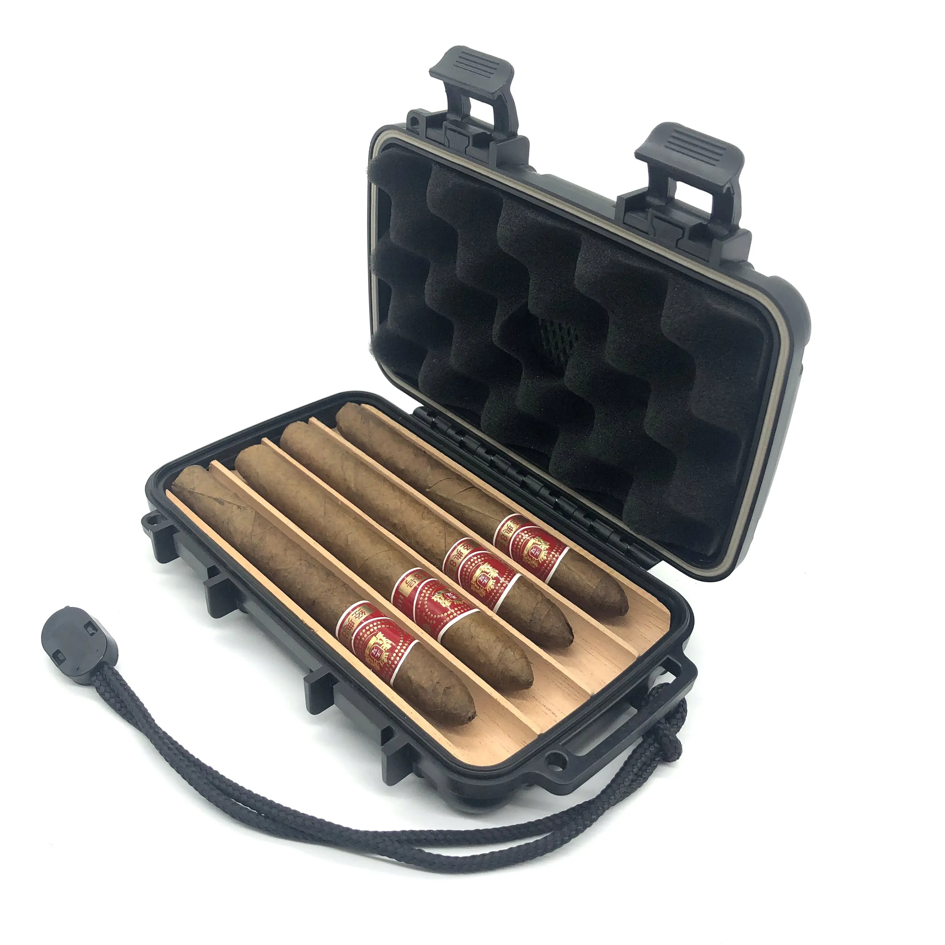 

Cigar Holder Case Manufacturer Wholesale Cedar Wood Box Smoking Tools Case with Humidor for 4 Sticks Frosted Carton 30pcs Ppbag, Accept custom color