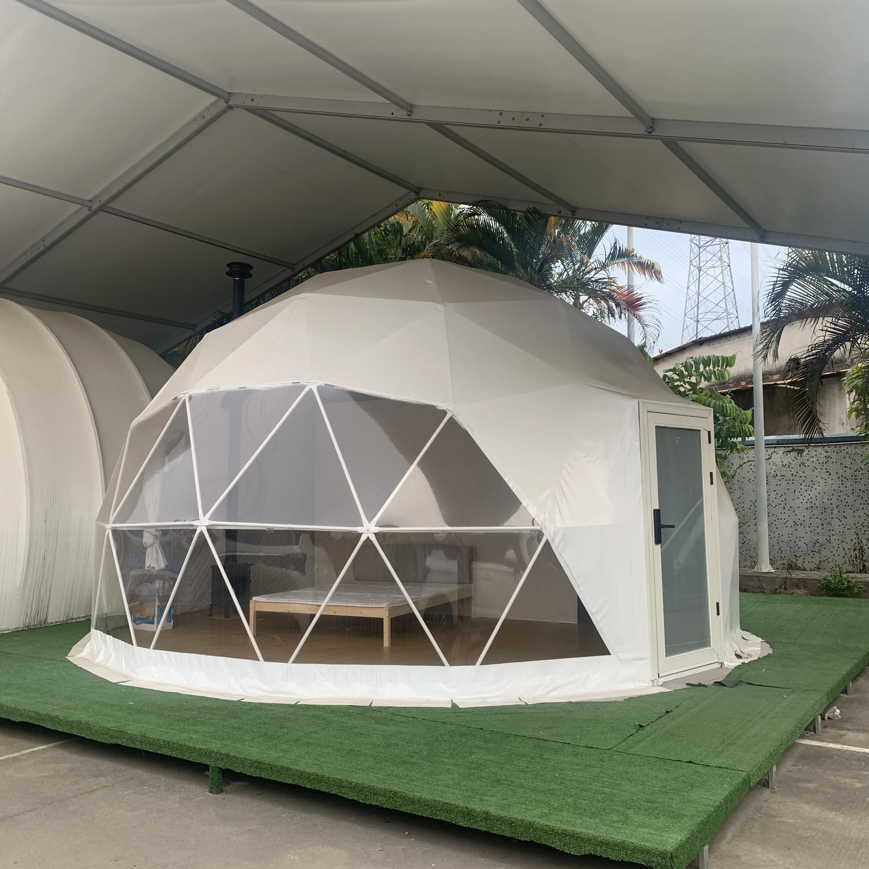 

Durable 5m 6m 7m Dome House, Glamping Geodesic Dome Tent, White, blue, black,green, yellow, red, etc