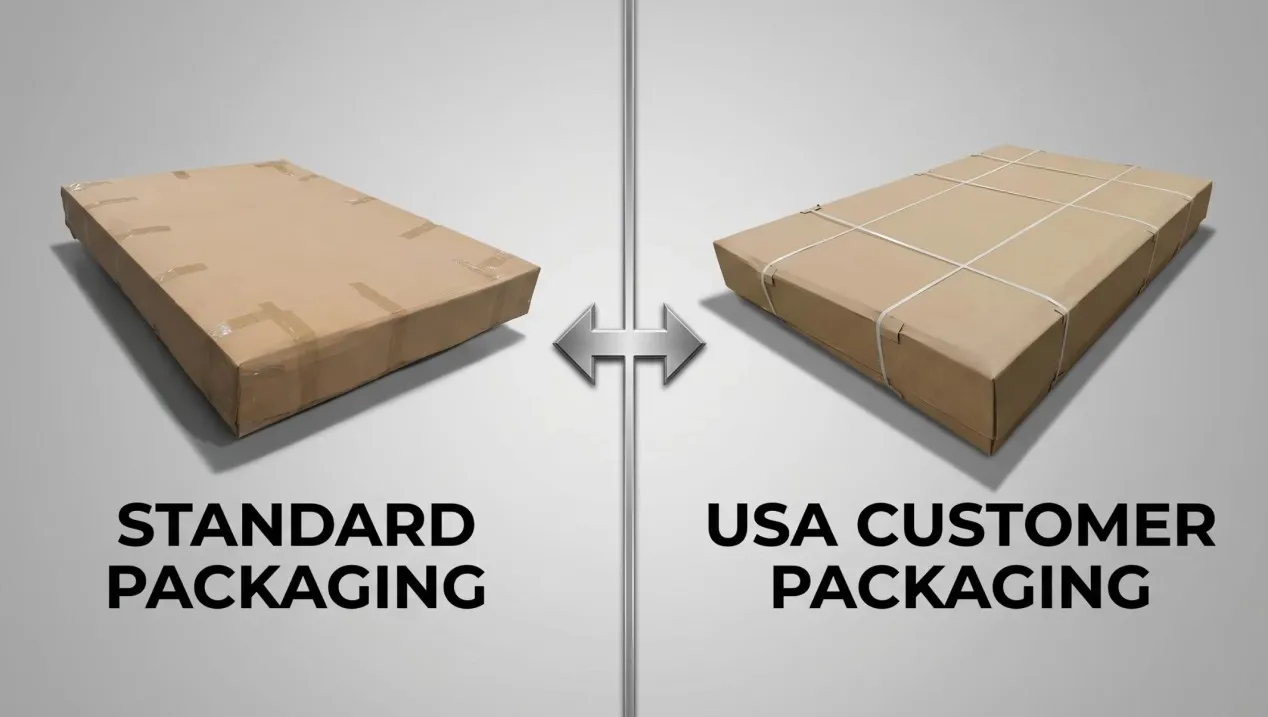 SPA Cover Packaging Comparison — Standard Packaging vs USA Customer Packaging