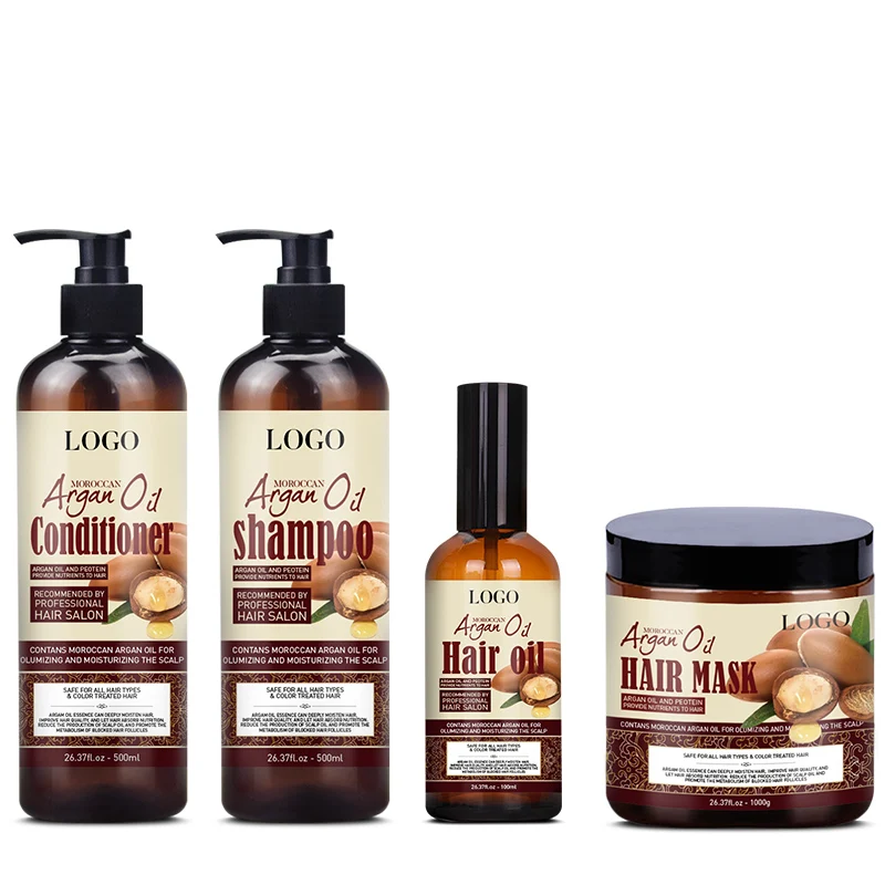 

Private Label Healthy Natural Organic Argan Oil Hair Care Set Shampoo And Conditioner Cream Oil Set hair treatment hair shampoo