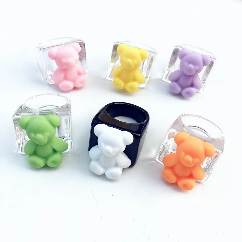 

Wholesale Hot Selling 2021 Fashion Chunky Resin Acrylic Cute Rings For Girls, As the pictures