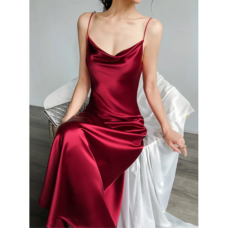 

Long Silk Slip Dress Luxury 100% Silk Dress for Women, Picture color