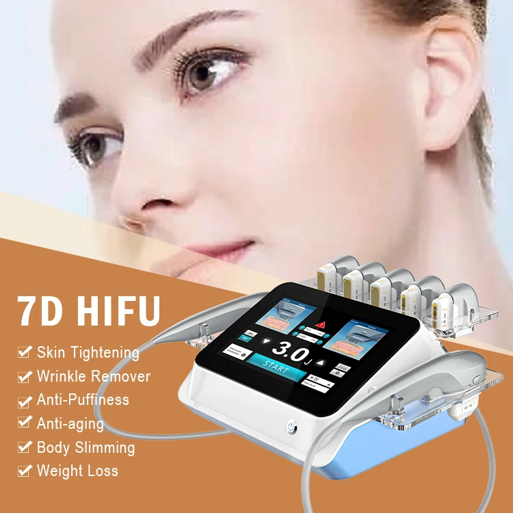 

New Portable 2 Handles HI FU Face Lifting Anti-aging Equipment 7 Cartridge 20000 Shots 7D Ultramage Machine