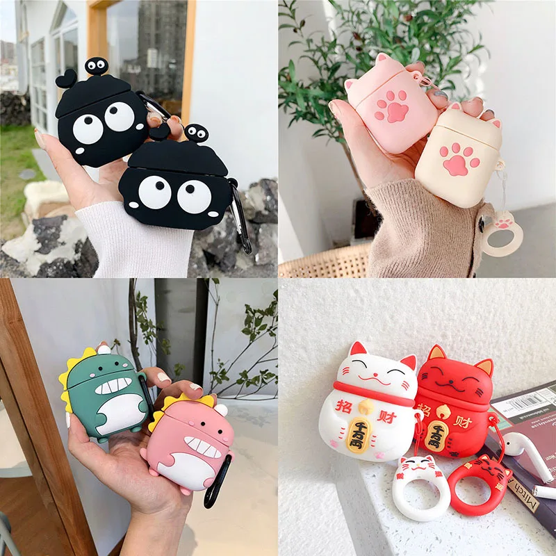 

Cute 3D Earphone Case for Apple AirPods Silicone Dragon Cat Cartoon Headset Protect Cover for Airpods 2 Charging Box Accessorie