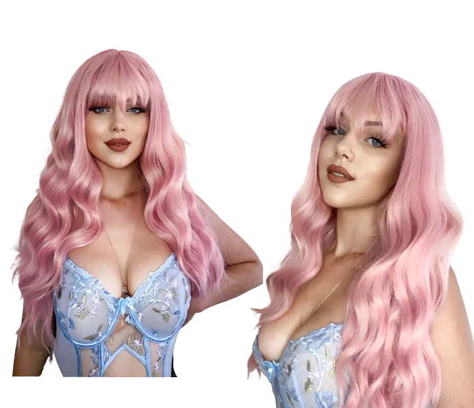 

BVR Cheap Perruque Synthetic De Haute Quality Wig Pink Color Luxury Heat Resistant Synthetic Wig