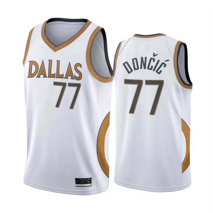 

Dallas 2020-21 season mythical movement Mavericks city edition green white 6 Porzingis 77 Luka Doncic basketball jersey