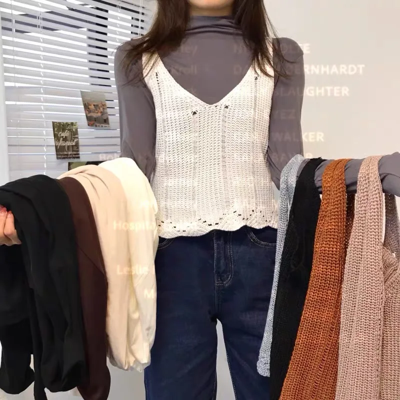 

Knitted Pullover Sweater 2020 Top Fashion Custom Women Sleeveless Turtleneck Women High Neck Women S Girl Clothing Casual OEM
