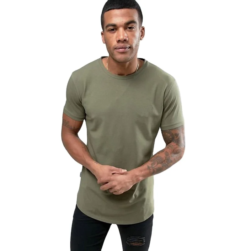 

workout wholesale gym Stretch jersey Crew neck Slim-cut sleeves Tight fit bodybuild Skinny curved T-Shirt Muscle Fit man tshirt, Khaki, customized
