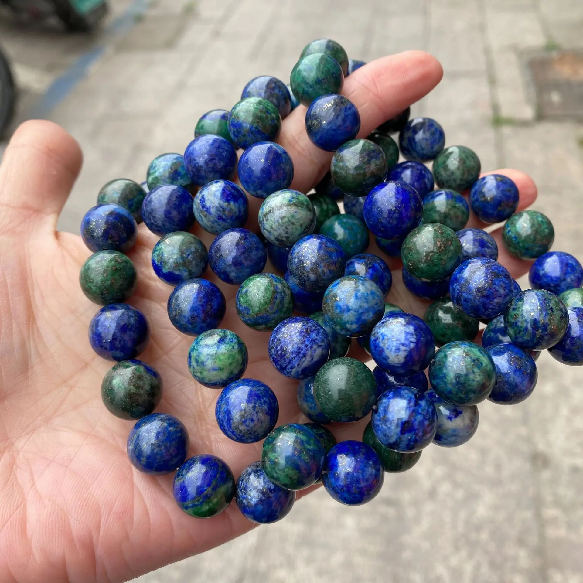 

2021 New Fashion Mens High Quaily Beaded Bracelet Healing Natural Beads Stones Azuite Bracelet, Picture