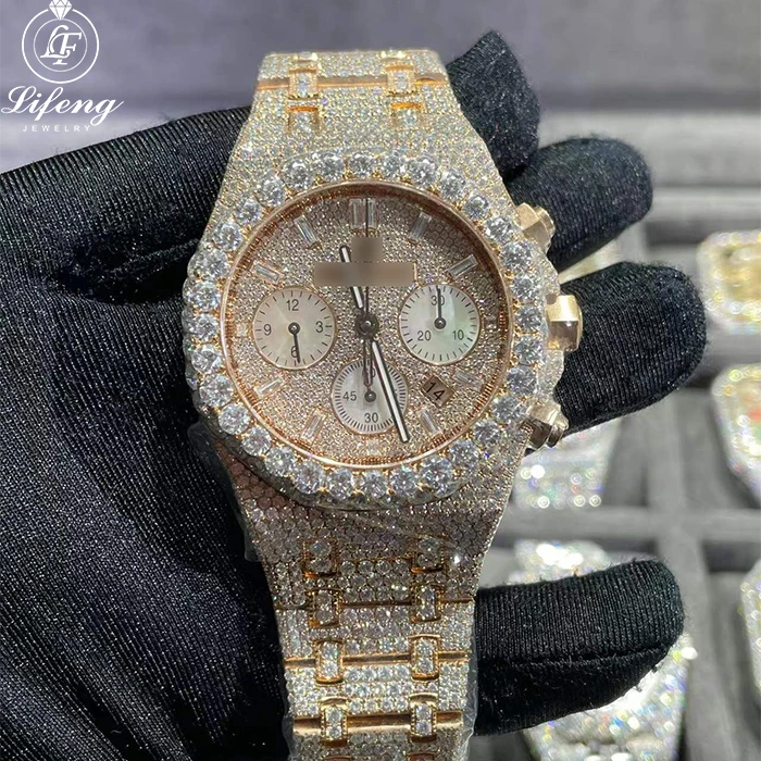 

Wholesale Ready to ship Men Luxury Watch Bling Diamond Watch Iced Out hip hop VVS Moissanite Watch