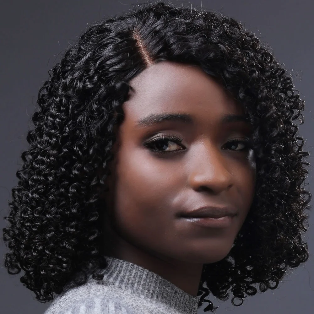 
Top Grade bleach knot swiss lace virgin indian curly full lace human hair wig 